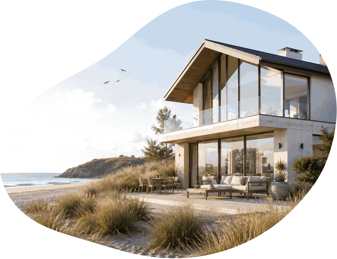 Vakantiewoning met terras en uitzicht op zee